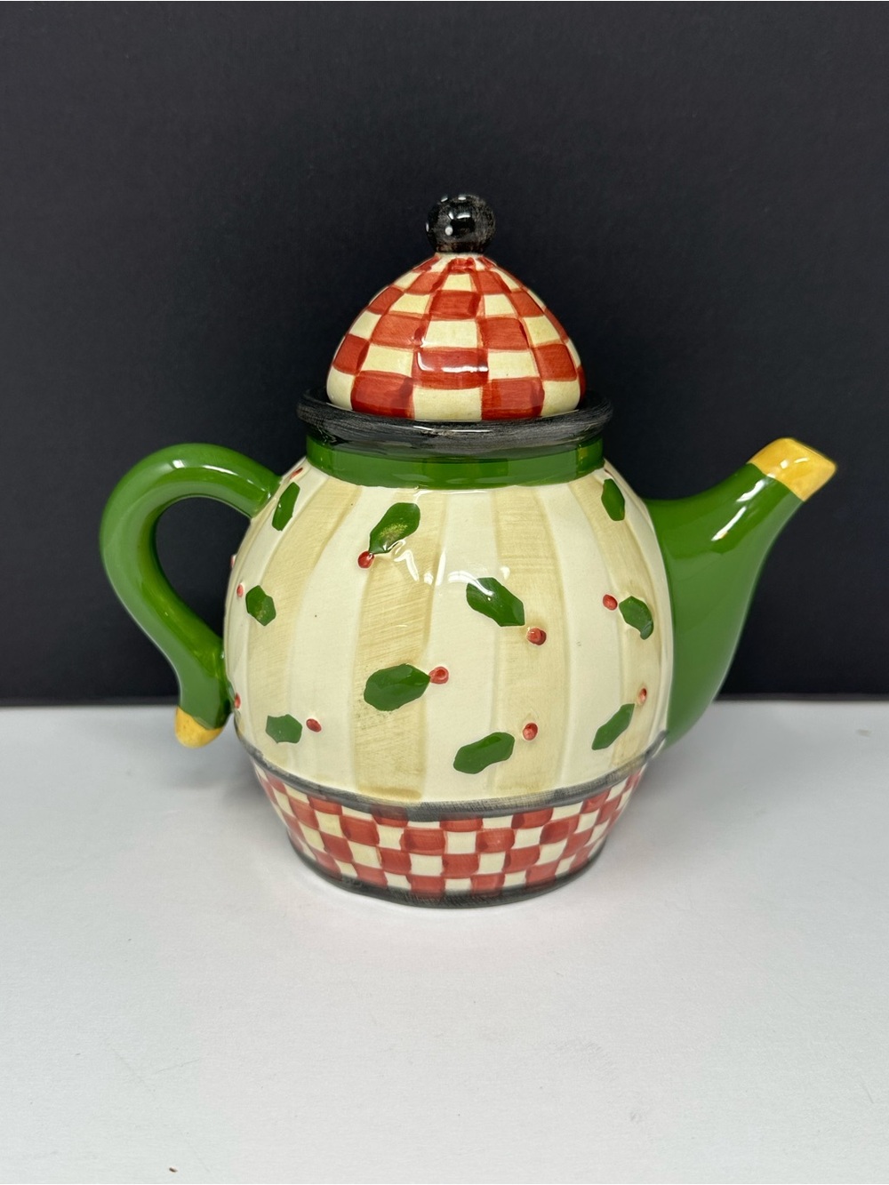 Sakura Holly Hand-Painted Mini Teapot by Debbie Mumm T1 Rare! - Picture 2 of 9